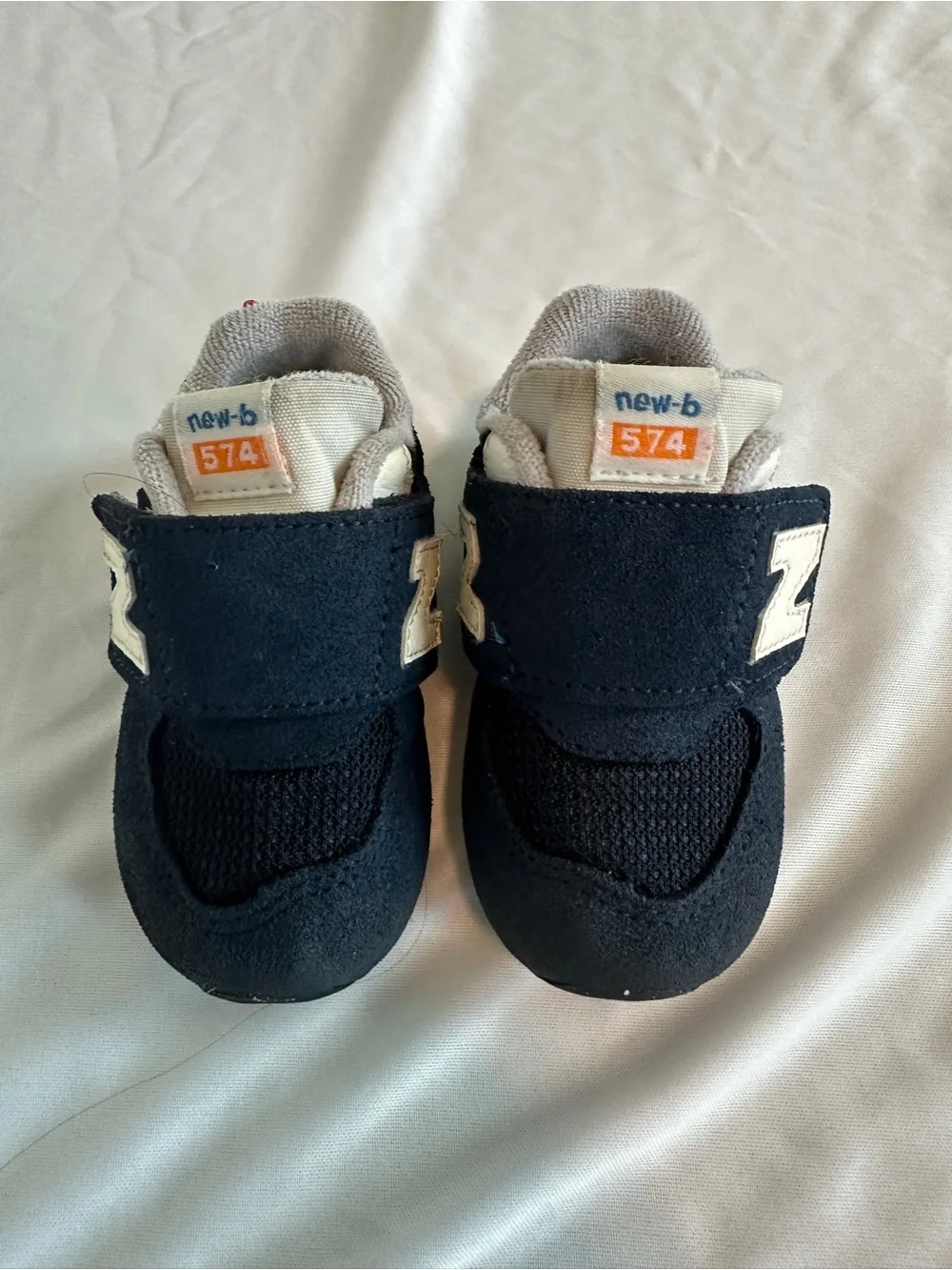 New Balance 574 Navy & White Baby Velcro Sneakers